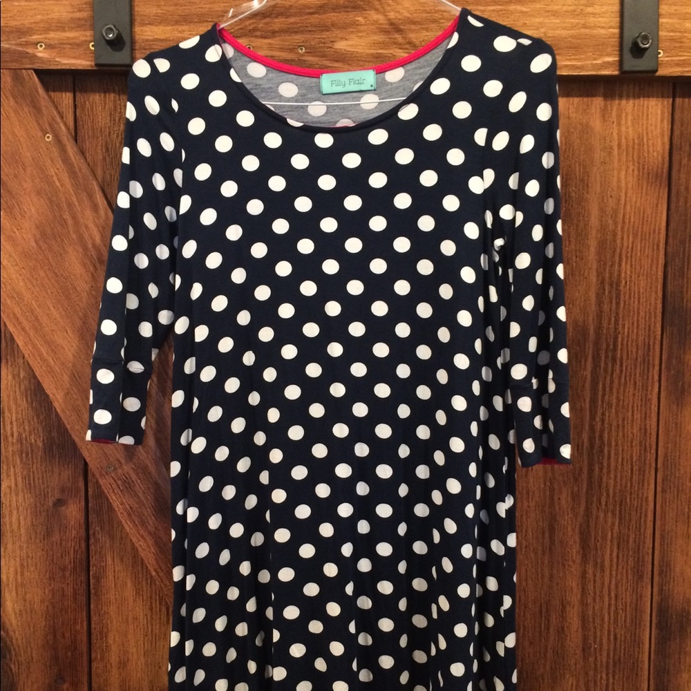 Polka dot tunic dress quarter sleeve